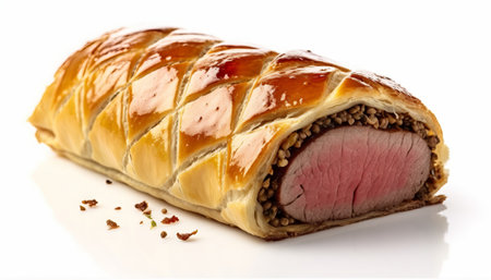 Sausage strudel on a white background. Isolatedの素材