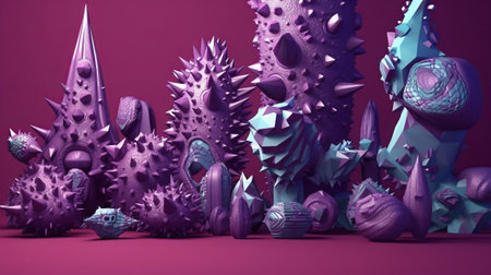 Abstract 3d rendering of chaotic shapes. Futuristic background with polygonal shapes.の素材