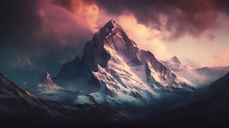 Fantasy alien planet. Mountain range. 3D Rendered illustrationの素材