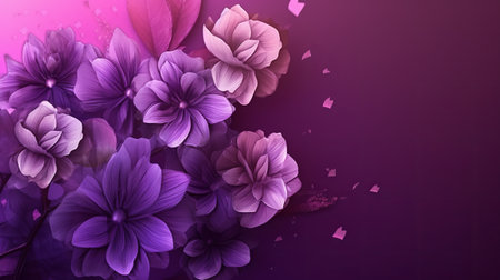 abstract violet background with flowers and place for your text, vector illustrationの素材