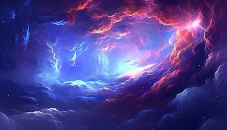 Abstract fractal illustration for creative design looks like galaxies in space.の素材