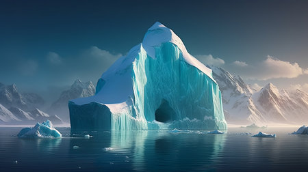 Iceberg in the ocean. 3D illustration, 3D renderingの素材