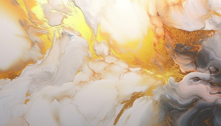 Marble abstract acrylic background. Marbling artwork texture. Agate ripple pattern. Gold powder.の素材