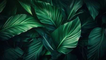 Green leaves background. Tropical leaves texture. Nature background. Tropical leaves background.の素材