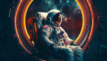 Astronaut in space. Astronaut on the background of outer space.の素材