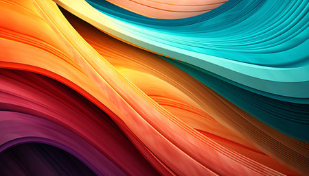 abstract colorful background with smooth wavy lines, 3d render illustrationの素材
