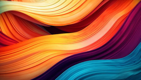 Abstract background of multi-colored wavy stripes. 3d renderingの素材