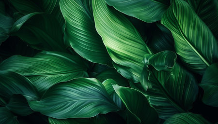 Tropical leaves background. Green leaves background. Tropical leaf textureの素材