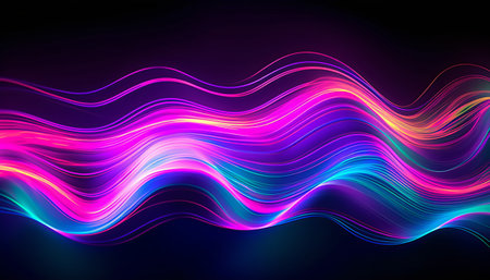 abstract background with colorful wavy lines. Vector Illustration.の素材