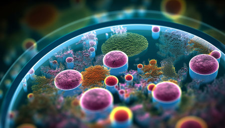 3d rendering of  virus cells in    colour backgroundの素材