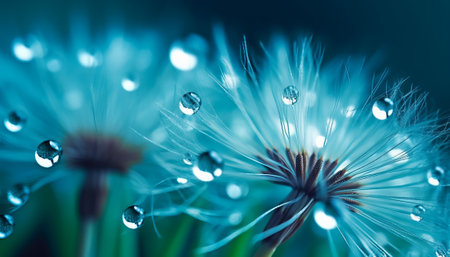 Dandelion with water drops close-up. Nature background.の素材