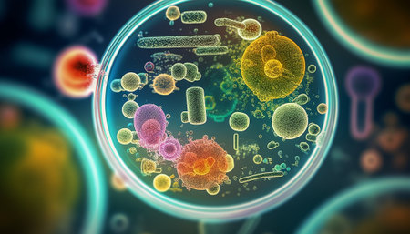 3D Illustration of Bacteria in Microbiology Lab. Bacteria in Microbiology Lab.の素材