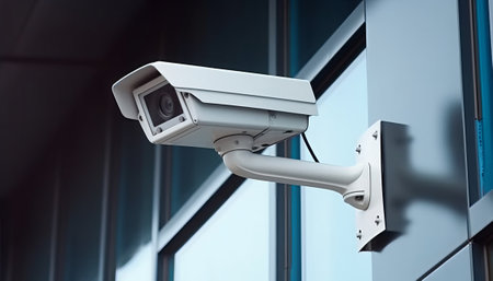 CCTV security camera or surveillance system in office building. 3d renderingの素材