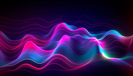 Abstract background with glowing lines. 3d rendering, 3d illustration.の素材