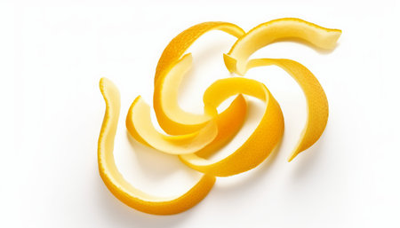 Sliced orange peel isolated on white background, top view.の素材