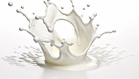 Milk splash isolated on white background. 3d render illustration.の素材