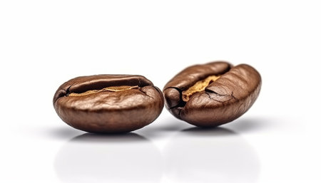 Coffee beans isolated on white background. Close-up.の素材