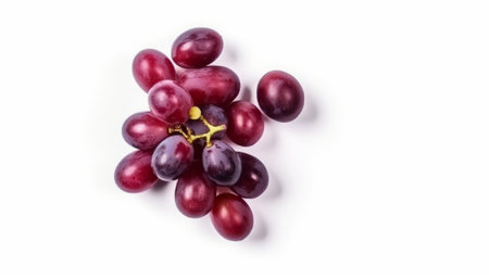 Red grape isolated on white background. Top view. Flat lay.の素材