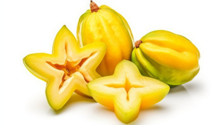 Star fruit or carambola on a white background. Isolatedの素材