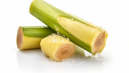 Celery stalks isolated on a white background cutout.の素材