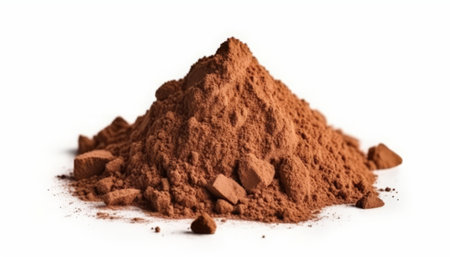 Cocoa powder on a white background. Close-up.の素材