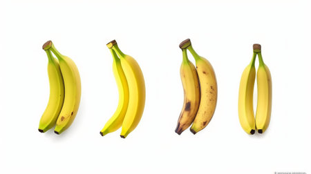 Banana isolated on white background. Healthy food concept. Flat lay, top viewの素材
