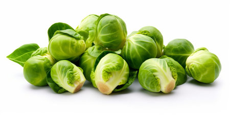 Brussels sprouts isolated on white background. Top view.の素材
