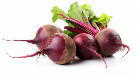 Beetroot isolated on white background. Fresh beetroot with leavesの素材