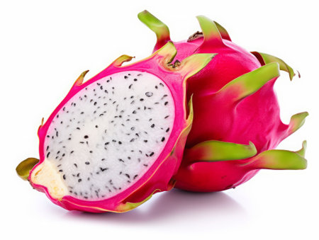 Dragon fruit isolated on white background cutout. Healthy food concept.の素材