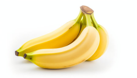Bunch of bananas isolated on a white background. Top view.の素材