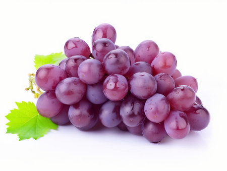 Red grape isolated on white background cutout. Healthy food concept.の素材