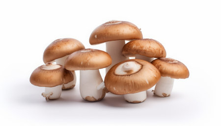 Shiitake mushrooms on white background. Shimeji mushroomsの素材