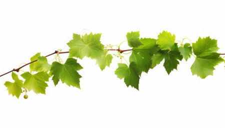 Green leaves isolated on white background. Studio shot. Shallow DOF.の素材