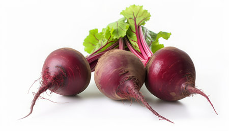 Beetroot isolated on white background. Fresh beetroot with leavesの素材