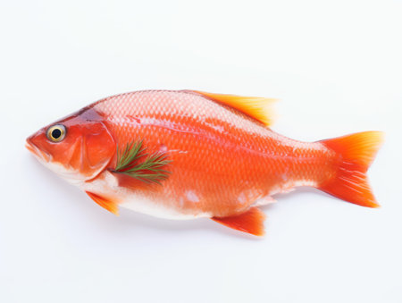 Red fish on white background. Isolated on a white background.の素材