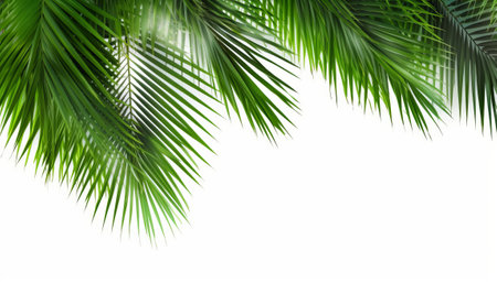 Palm leaves on white background with copy space for your text.の素材