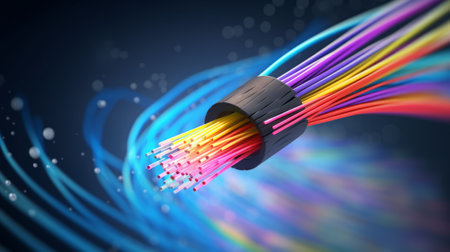 Fiber optical network cable, 3d rendering. Computer digital drawing.の素材