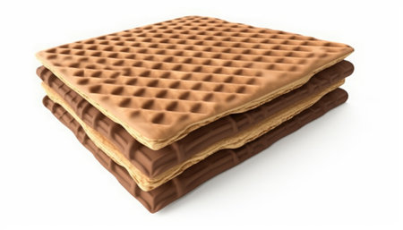Stack of chocolate wafers isolated on white background. 3d renderの素材