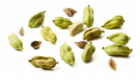 Cardamom seeds isolated on white background. Close-up.の素材