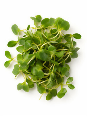 Fresh green microgreens isolated on white background. Healthy eating concept.の素材