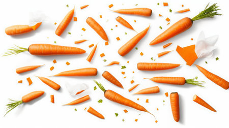 Carrot isolated on white background. Top view. Flat lay.の素材
