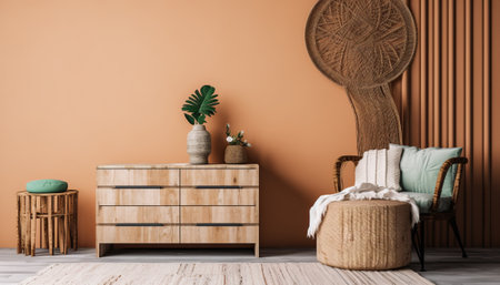 Interior of living room in scandinavian style. 3d renderの素材