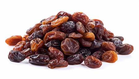 Dried raisins isolated on white background. Healthy food.の素材