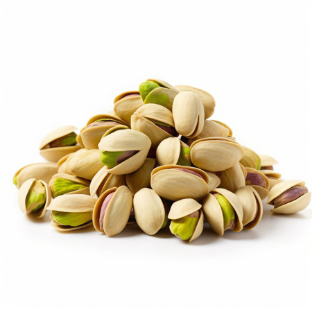 Pistachio nuts isolated on white background. Healthy food.の素材