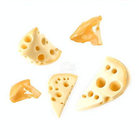 cheese collection isolated on white background. Top view. Vector illustrationの素材