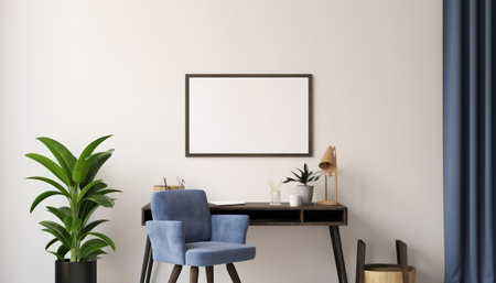 Mockup poster frame in interior background, 3D Illustrationの素材