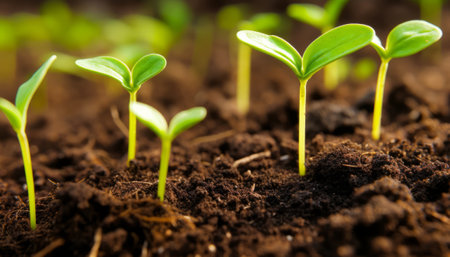 Green seedling illustrating concept of new life and begin to grow.の素材