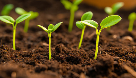 Green seedling illustrating concept of new life and begin to grow.の素材