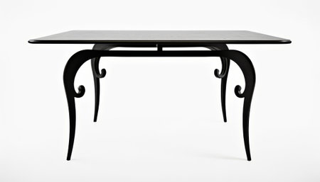 Black table isolated on white background. 3d rendering. Computer digital drawing.の素材