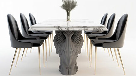 3d rendering of a table and chairs in a dining room.の素材